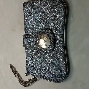 Wristlet for Evening or Jeans.Very Sparkly Silver Glitter.
